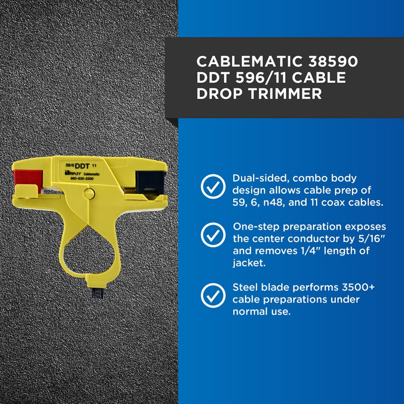 Cablematic 38590 DDT 596/11 Dual Drop Cable Stripper for Professional Technicians, Electricians, and Installers, Easily Portable Tool, 2 Ounces - Image 5